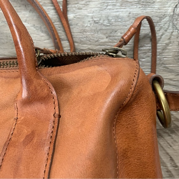 Madewell Prague Satchel Leather Tan Crossbody Bag Water Stains - Picture 16 of 16